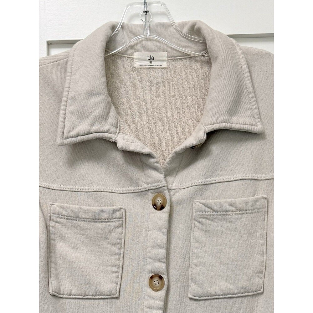 Anthropologie TLa Puff-Sleeve Jacket Sweater Coat Sweatshirt Cream Size XS - Picture 4 of 11